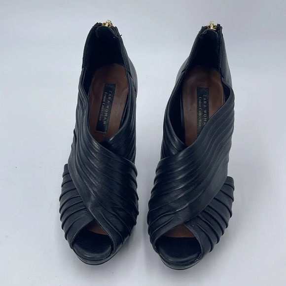 Zara Woman Cruise Collection Black Peep Toe Heels - Picture 2 of 9